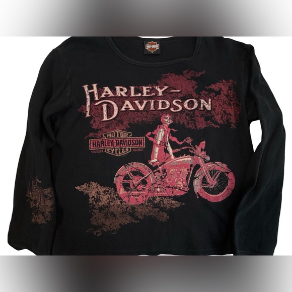Danville, IL Harley Davidson long sleeve studded tee women’s size Large - Picture 1 of 10